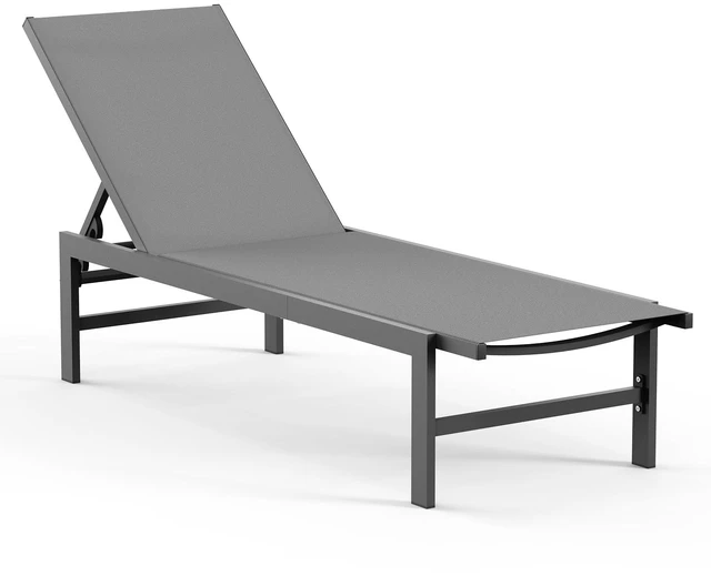 Main image of Lounge Chair Outdoor, Aluminum Pool Lounge Chairs with 5-Position Recliner, Patio Chaise Lounge Outdoor for Backyard, Poolside, Deck (Darkgray)