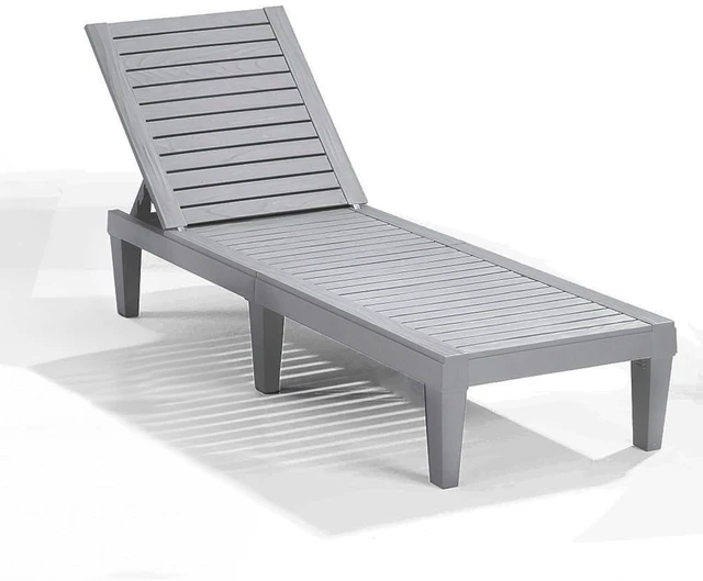 Main image of Patio Lounge Chair Outdoor, Sun Tanning Chair, Chaise Lounge Outdoor | 5 Adjustable Positions, Waterproof & Weatherproof Resin, Reclining & Lightweight, For Poolside, Beach, and Lawn, Light Grey
