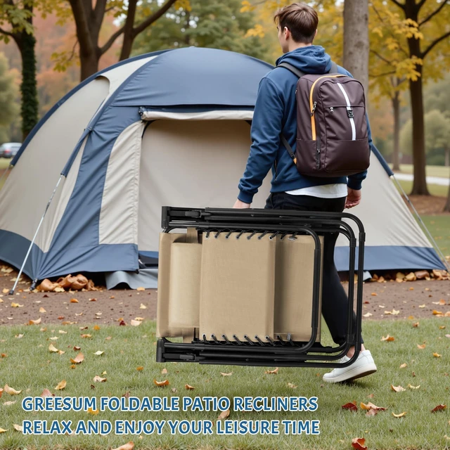 Alt view image 7 of 7 - Zero Gravity Chairs Set of 2 Adjustable Steel Mesh Recliners Beach Deck Lawn Camping Patio Foldable Lounge Chair with Cup Holder Trays and Pillows,Cream-Coloured