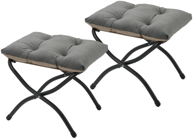Main image of 15"(H) Folding Ottoman, Set of 2, Foldable Footrest Stool, Small Foot Stool for Couch, Collapsible Foot Rest Ottoman for Sofa, Accent Padded Ottomans for Living Room, Bedroom, Dark Grey