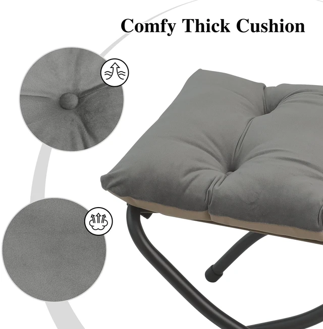 Alt view image 5 of 7 - 15"(H) Folding Ottoman, Set of 2, Foldable Footrest Stool, Small Foot Stool for Couch, Collapsible Foot Rest Ottoman for Sofa, Accent Padded Ottomans for Living Room, Bedroom, Dark Grey