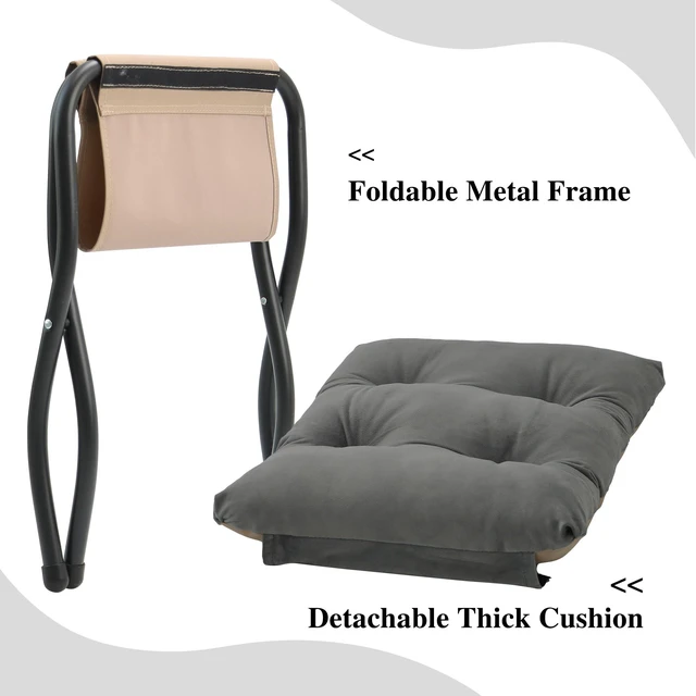 Alt view image 7 of 7 - 15"(H) Folding Ottoman, Set of 2, Foldable Footrest Stool, Small Foot Stool for Couch, Collapsible Foot Rest Ottoman for Sofa, Accent Padded Ottomans for Living Room, Bedroom, Dark Grey