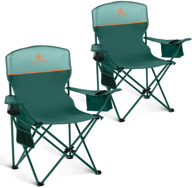 Main image of 2 Pack Folding Camping Chairs Outdoor Lawn Chair Support 250lbs Green | Lightweight Portable Camp Chairs for Adults, Sports Collapsible Chair for Camping, Tailgates, Beach