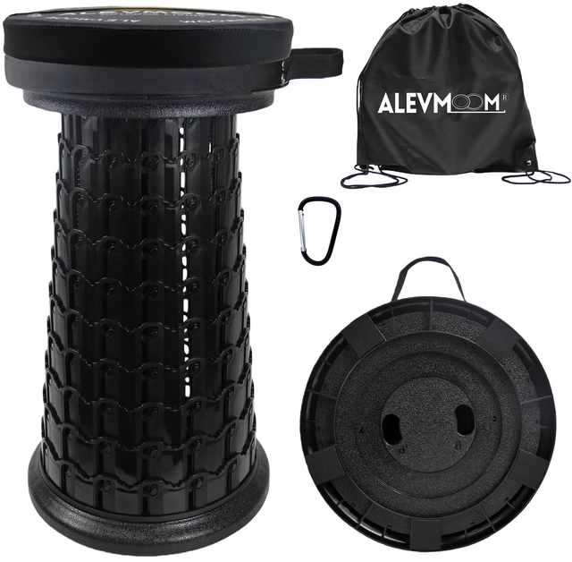 Main image of Upgrade XXL Collapsilbe Stool with Cushion, H 20.1, D 13 Heavy Duty Load Capacity 1000lbs, Portable Retractable Telescoping Folding Stool for Camping Hiking Fishing Outdoor