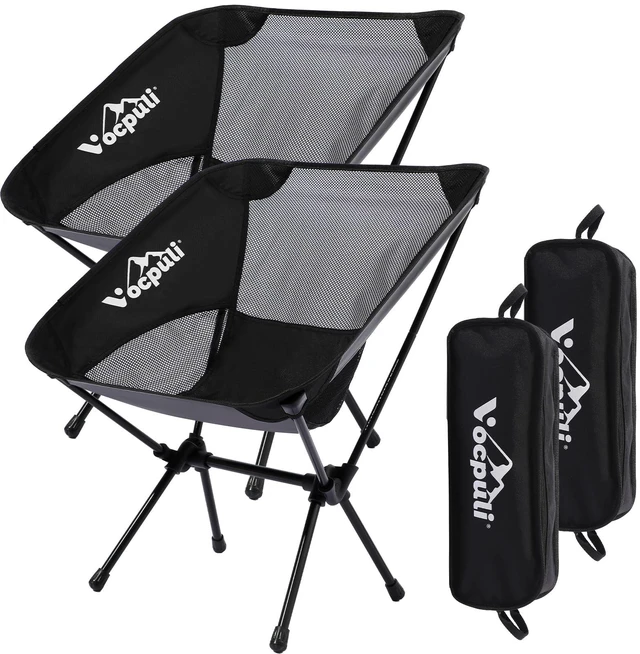 Main image of Camping Chairs, Portable Folding Chair Camping Gear for Camping, Hiking, Mountaineering, Beach, Picnic & FestivalGifts for Men 330 lbs Capacity (Black Twin Pack