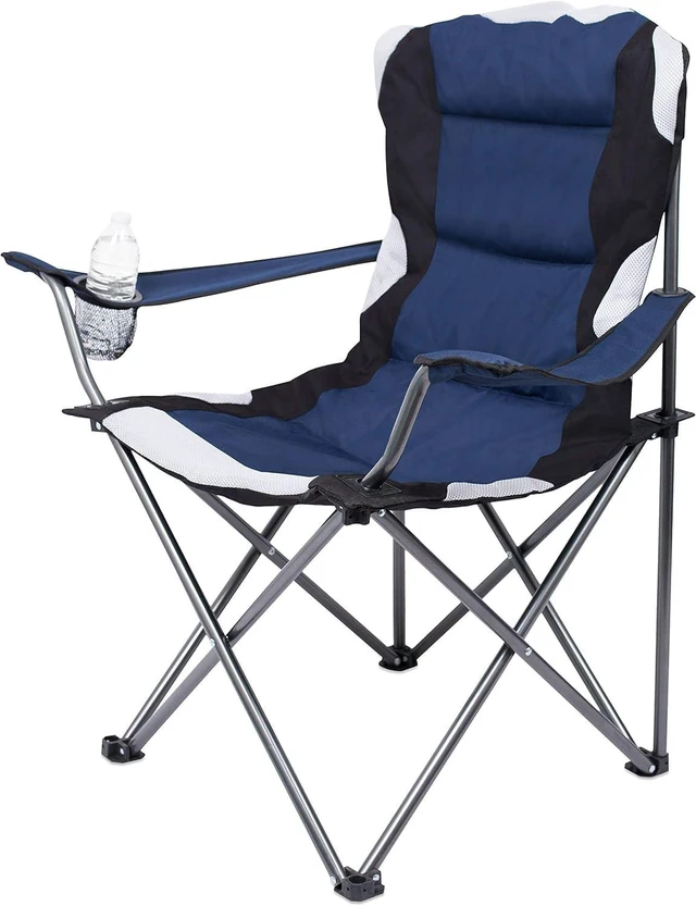 Main image of 2 Pack Padded Camping Folding Chair | Outdoor | Navy Blue | Sports | Cup Holder | Comfortable | Carry Bag | Beach | Quad