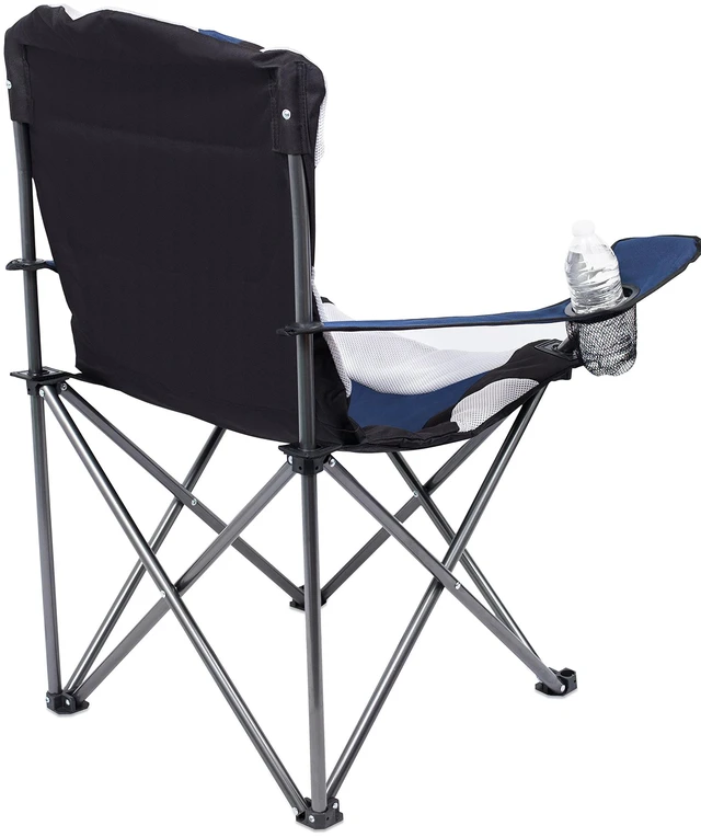 Alt view image 7 of 7 - 2 Pack Padded Camping Folding Chair | Outdoor | Navy Blue | Sports | Cup Holder | Comfortable | Carry Bag | Beach | Quad