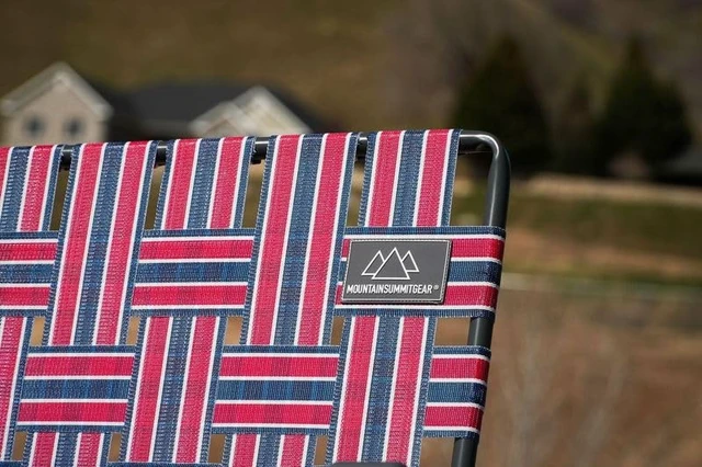 Alt view image 6 of 7 - Retro Webbed Camping Chair - Lightweight, Foldable, Durable Steel Frame, 300lb Capacity, Vintage Red/White/Blue Stripes by Caddis Sports
