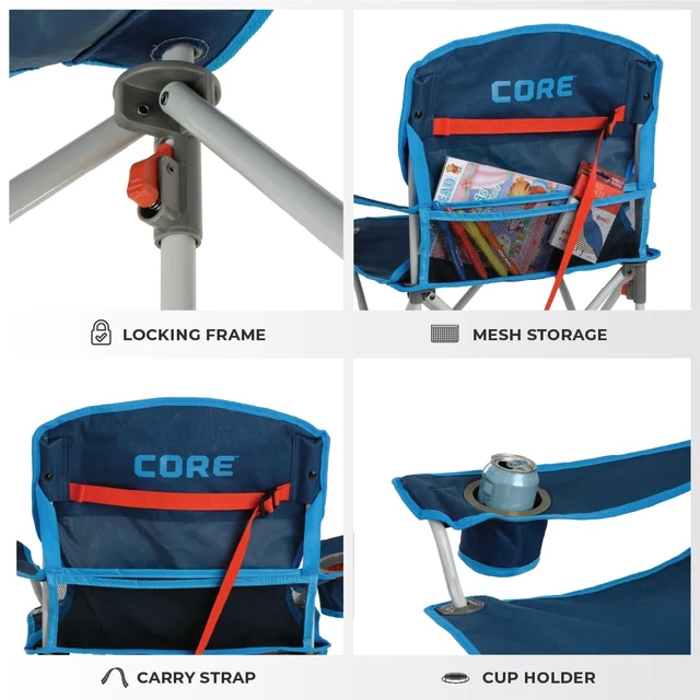 Alt view image 4 of 6 - Youth Quad Folding Outdoor Chair | 120-Pound Capacity, Locking Frame, Durable Steel, 600D Polyester