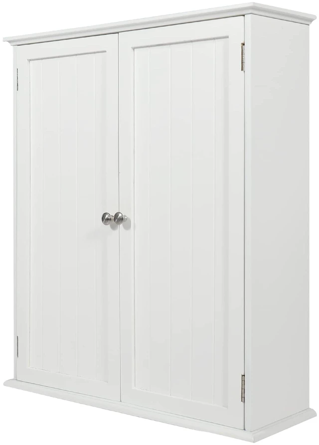 Main image of 27.6in Length Bathroom Cabinet Wall Mounted | Over Toilet Storage Cabinet with 2 Doors and Adjustable Shelves,Wood Medicine Cabinet for Bathroom, White