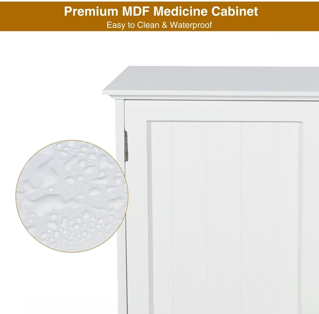 Alt view image 5 of 7 - 27.6in Length Bathroom Cabinet Wall Mounted | Over Toilet Storage Cabinet with 2 Doors and Adjustable Shelves,Wood Medicine Cabinet for Bathroom, White