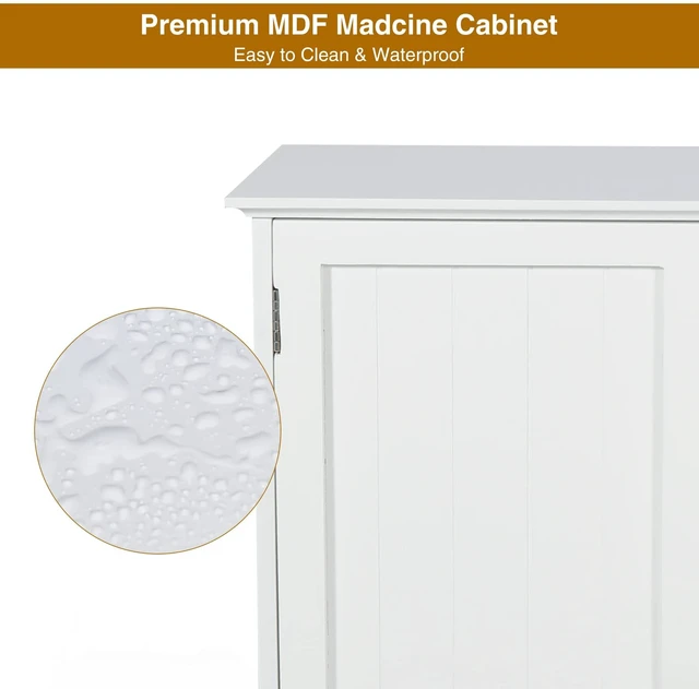 Alt view image 6 of 7 - 27.6in Length Bathroom Cabinet Wall Mounted | Over Toilet Storage Cabinet with 2 Doors and Adjustable Shelves,Wood Medicine Cabinet for Bathroom, White