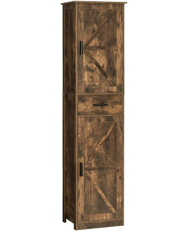 Main image of Tall Bathroom Cabinet, Storage Cabinet with 6 Shelves & Drawer | Bathroom Storage Cabinet with Adjustable Shelves, Tall Cabinet for Living Room, Home Office, Brown