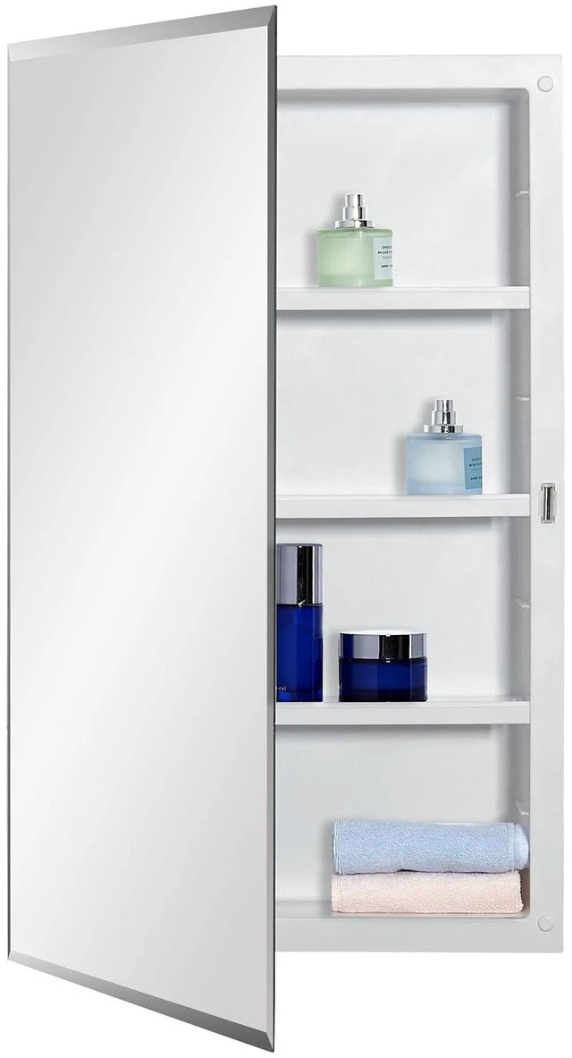 Main image of Plastic Medicine Mirror Cabinet for Bathroom 16 x 26 inch, Surface and Recessed Mount