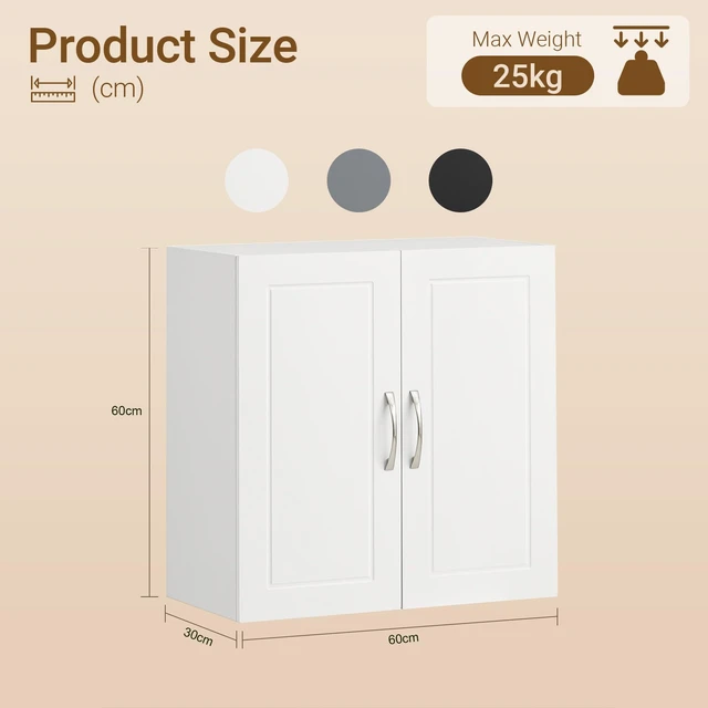 Alt view image 4 of 7 - Wall Cabinet Laundry Room, Medicine Cabinet for Bathroom Kitchen Garage, Wall Storage Cabinet with Adjustable Shelf, White FRG231-W