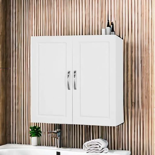 Alt view image 5 of 7 - Wall Cabinet Laundry Room, Medicine Cabinet for Bathroom Kitchen Garage, Wall Storage Cabinet with Adjustable Shelf, White FRG231-W