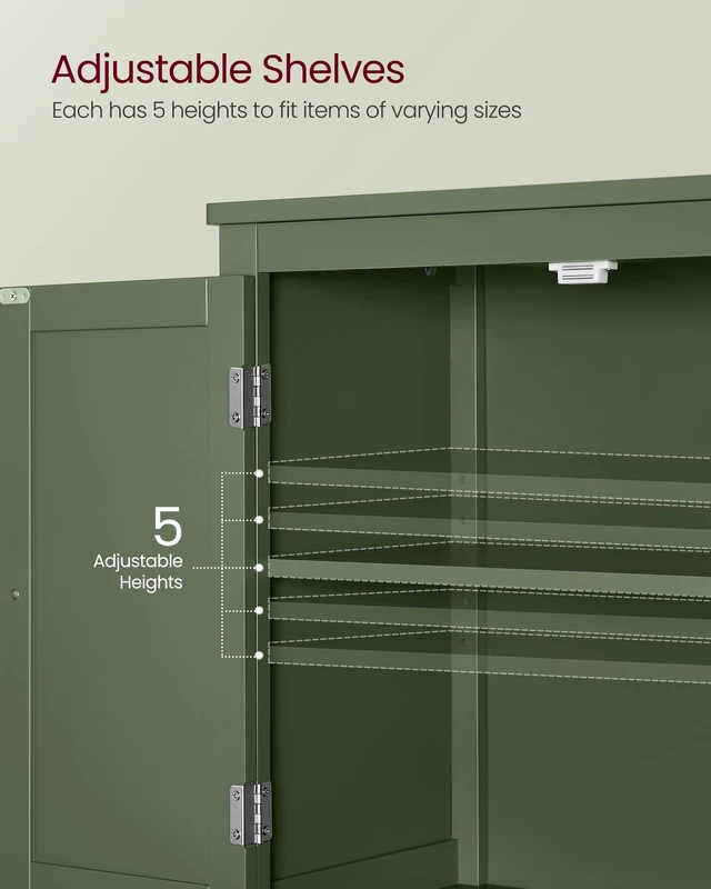 Alt view image 3 of 6 - Bathroom Floor Cabinet, with 4 Doors, Forest Green | Freestanding Bathroom Storage Unit, Adjustable Shelf,23.6 x 11.8 x 43.3 Inches, HELAN Collection UBBC552C01
