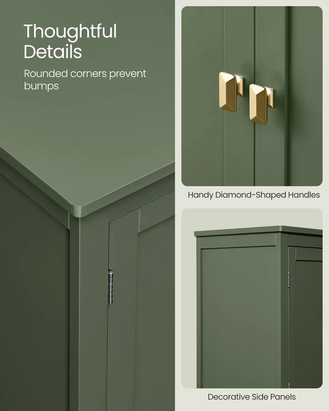 Alt view image 5 of 6 - Bathroom Floor Cabinet, with 4 Doors, Forest Green | Freestanding Bathroom Storage Unit, Adjustable Shelf,23.6 x 11.8 x 43.3 Inches, HELAN Collection UBBC552C01