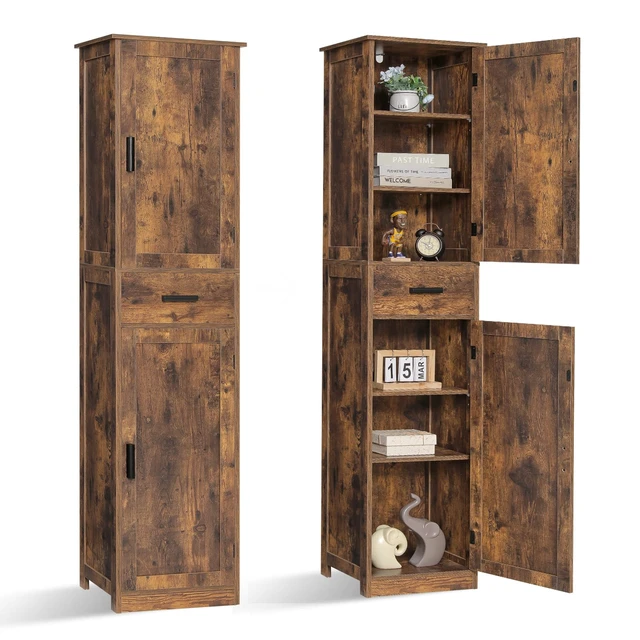 Alt view image 6 of 7 - 67'' Tall Storage Cabinet with Adjustable Shelves & 2 Doors, Bathroom Cabinet with 1 Drawer, Narrow Tall Cabinets for Living Room, Home Office, Rustic Brown
