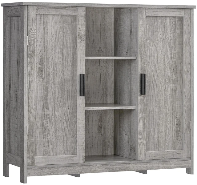 Main image of Storage Cabinet with 2 Doors and 4 Adjustable Shelves, Buffet Cabinet with Storage, Floor Cabinet for Living Room, Entryway, Kitchen, Rustic Gray