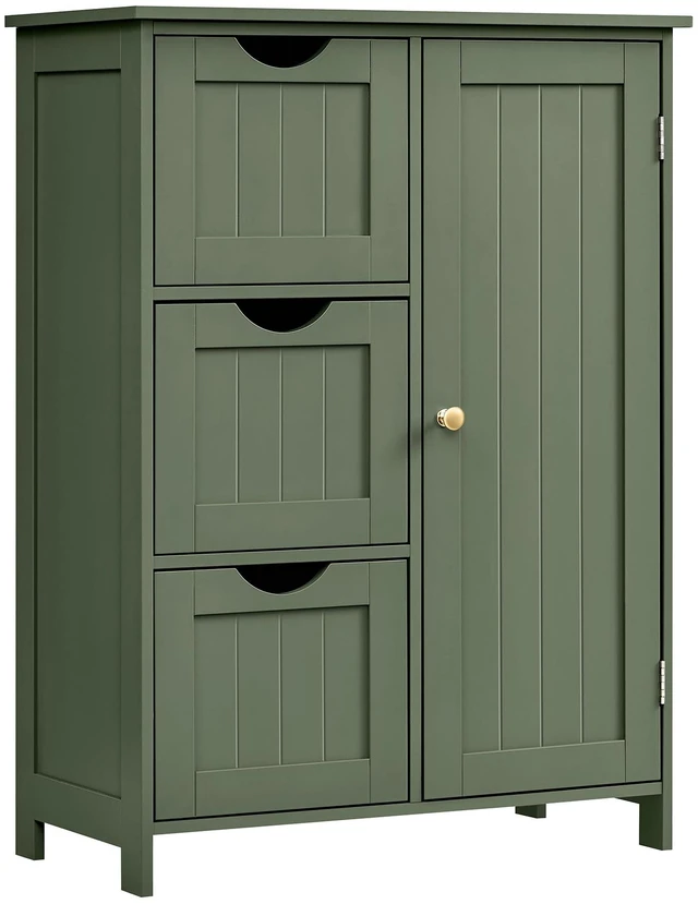 Main image of Bathroom Floor Storage Cabinet, 3 Drawers, Forest Green | Bathroom Storage Unit, 3 Drawers, 23.6"L x 11.8"W x 31.9"H, SOFIE Collection UBBC049C01