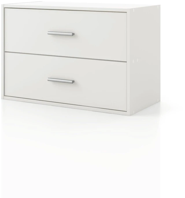 Main image of Apexa 2-Drawer Wooden Stackable Storage Drawers, Small Food Pantry Cabinet, Cajonera De Madera, Underbed Drawer Dorm Teen Room Decor & Bedroom, Home Office, Kitchen, White