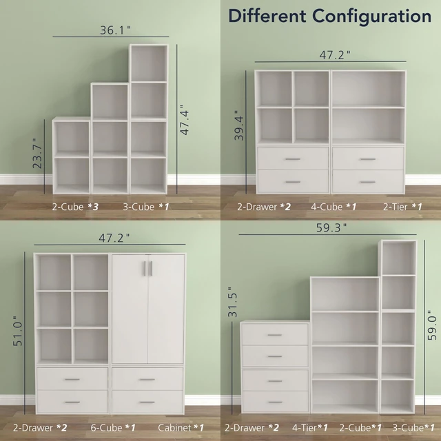 Alt view image 7 of 7 - Apexa 2-Drawer Wooden Stackable Storage Drawers, Small Food Pantry Cabinet, Cajonera De Madera, Underbed Drawer Dorm Teen Room Decor & Bedroom, Home Office, Kitchen, White