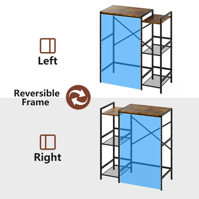 Alt view image 4 of 7 - Mini Fridge Stand with Storage Shelves Dorm Microwave Stand Reversible | Wine Cabinet, Coffee Bar, TV Stand, Bakers Rack, Beverage Refrigerator Table Adjustable for Kitchen Office Rustic Brown