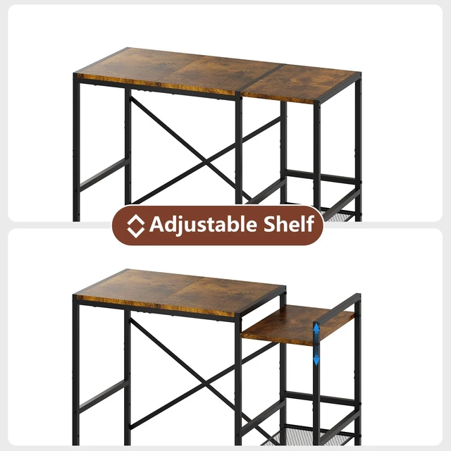 Alt view image 5 of 7 - Mini Fridge Stand with Storage Shelves Dorm Microwave Stand Reversible | Wine Cabinet, Coffee Bar, TV Stand, Bakers Rack, Beverage Refrigerator Table Adjustable for Kitchen Office Rustic Brown