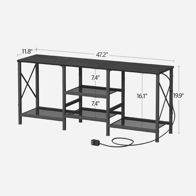Alt view image 3 of 7 - TV Stand with LED Lights for 55 Inch TV, Entertainment Center with 3-Tier Open Shelves, TV Console Table for Living Room, Bedroom, Black