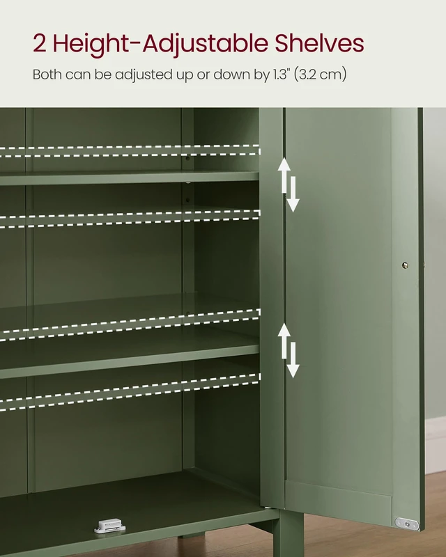 Alt view image 3 of 7 - Bathroom Floor Storage Cabinet, 2 Adjustable Shelves, Forest Green | Bathroom Storage Unit,11.8"D x 23.6"W x 31.5"H, HELAN Collection UBCB060C01