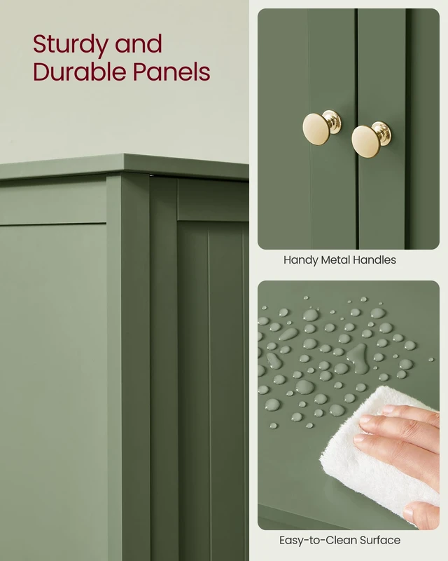 Alt view image 5 of 7 - Bathroom Floor Storage Cabinet, 2 Adjustable Shelves, Forest Green | Bathroom Storage Unit,11.8"D x 23.6"W x 31.5"H, HELAN Collection UBCB060C01