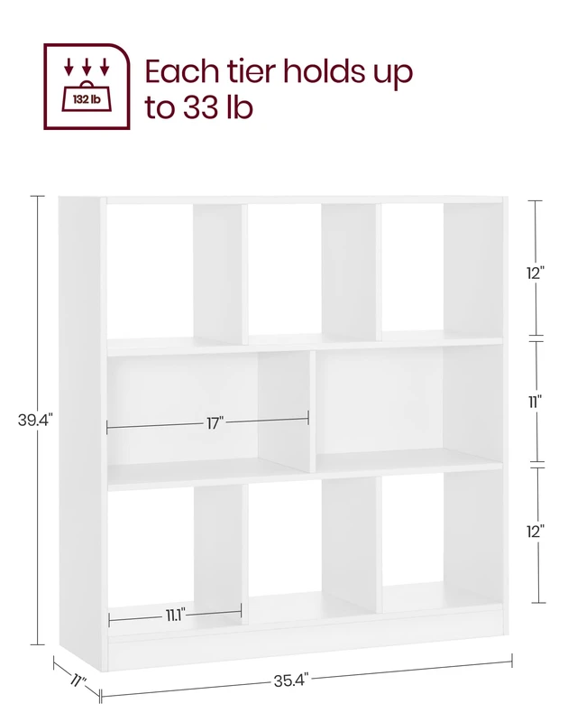 Alt view image 5 of 7 - Bookshelf, 8 Cubes Storage Organizer, 35.4 x 11 x 39.4 Inches | Storage Shelf, for Living Room, Home Office, Dining Room, Cloud White, CUSTOS Collection ULBC55WT