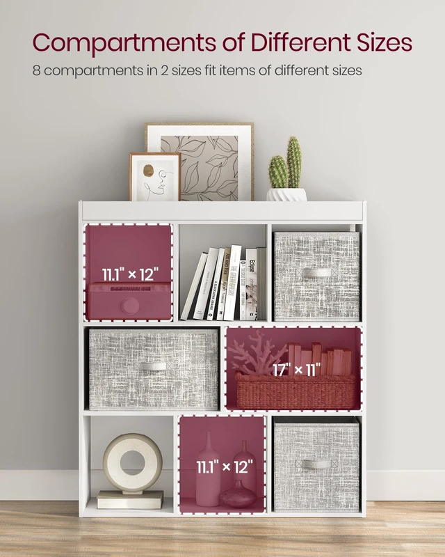 Alt view image 6 of 7 - Bookshelf, 8 Cubes Storage Organizer, 35.4 x 11 x 39.4 Inches | Storage Shelf, for Living Room, Home Office, Dining Room, Cloud White, CUSTOS Collection ULBC55WT