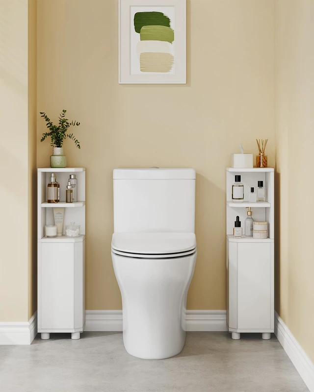 Alt view image 4 of 7 - Corner Cabinet, Small Bathroom Corner Cabinet with Doors | Narrow Storage Cabinets with Adjustable Shelves, Bathroom Organizers and Storage for Small Space, White BC20003X