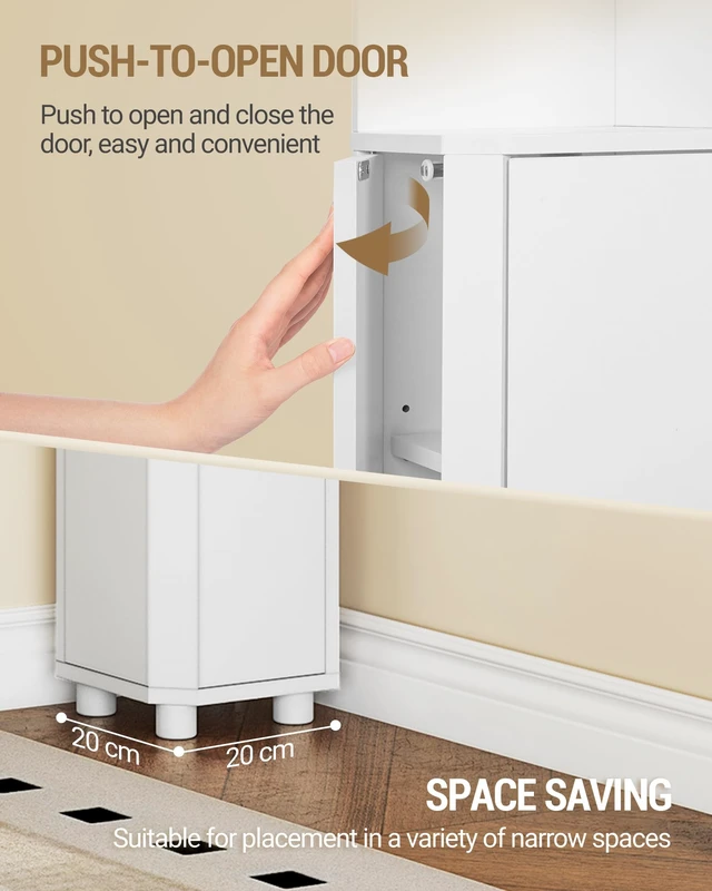 Alt view image 7 of 7 - Corner Cabinet, Small Bathroom Corner Cabinet with Doors | Narrow Storage Cabinets with Adjustable Shelves, Bathroom Organizers and Storage for Small Space, White BC20003X