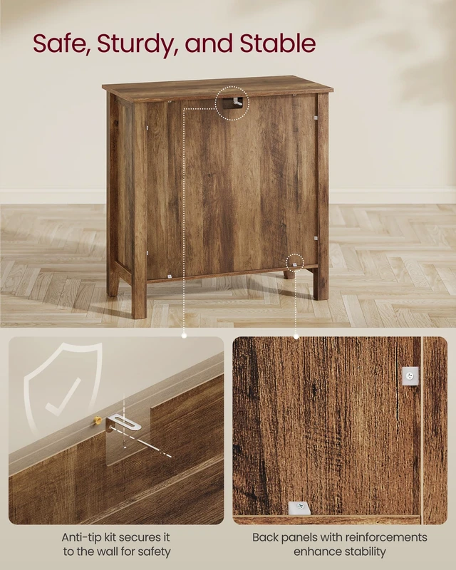 Alt view image 4 of 6 - Buffet Cabinet, Coffee Bar with a Drawer, Adjustable Shelf | Sideboard Storage with Cable Hole, Drawer Divider, Honey Brown, LIRY Collection UBBK341K01
