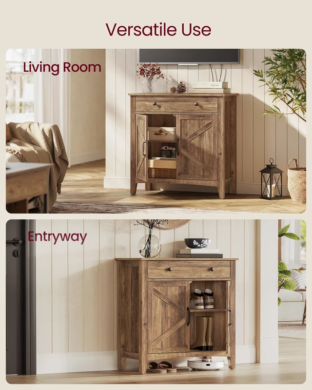 Alt view image 5 of 6 - Buffet Cabinet, Coffee Bar with a Drawer, Adjustable Shelf | Sideboard Storage with Cable Hole, Drawer Divider, Honey Brown, LIRY Collection UBBK341K01