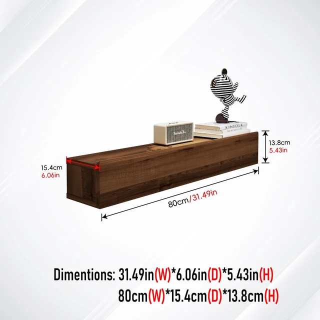 Alt view image 3 of 7 - Floating Solid Wood Console Table, 32'' Wall Mounted Narrow Entryway Table with Storage Shelf, Modern Couch Shelves Small Entry Way Tables for Entryway, Front Hall, Hallway (Walnut, 31.5IN)