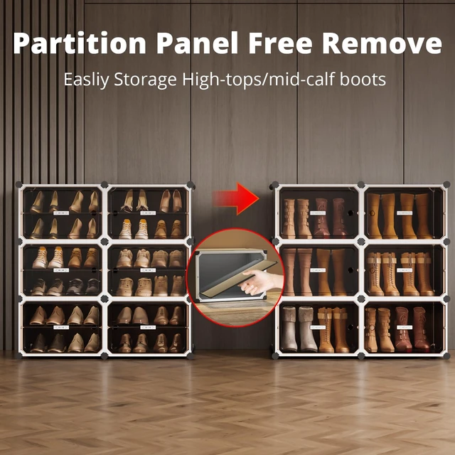 Alt view image 4 of 7 - Shoe Rack,Expandable Shoe Cabinet Easy to Assemble. Shoe Storage with Door,Entryway, Closets, Hallway, and Bedroom.Accommodates Up to 24 Pairs of Shoes