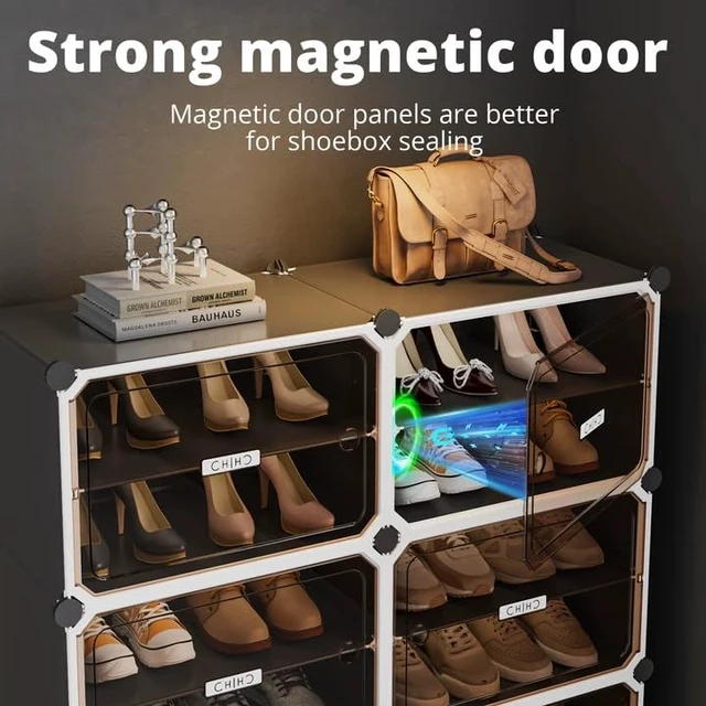 Alt view image 7 of 7 - Shoe Rack,Expandable Shoe Cabinet Easy to Assemble. Shoe Storage with Door,Entryway, Closets, Hallway, and Bedroom.Accommodates Up to 24 Pairs of Shoes