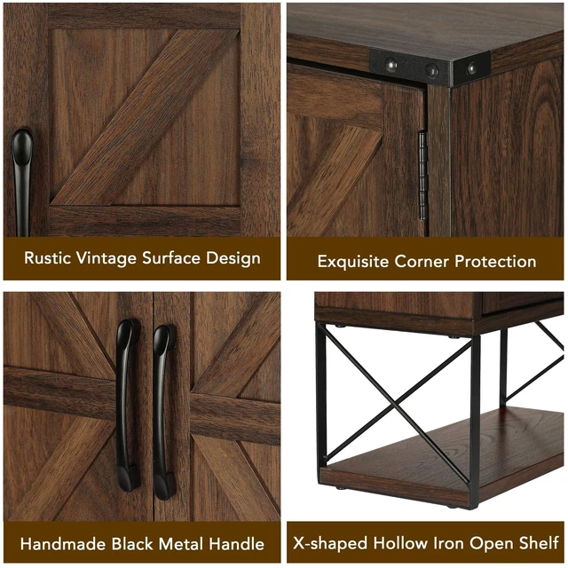 Alt view image 7 of 7 - Farmhouse Medicine Cabinet with 2 Barn Door, Bathroom Wall Cabinet | Rustic Wall Mounted Storage Cabinet with Adjustable Shelf & Towel Rack, 3-Tier Over the Toilet Storage Cabinets for Laundry
