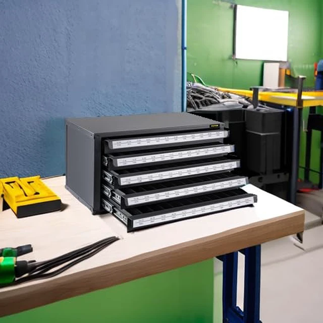 Alt view image 4 of 7 - Drill Bit Dispenser Cabinet, Five-Drawer Drill Bit Dispenser, 1/2" Reduced Shank Drill Bit Organizer Cabinet, Drill Dispenser Organizer Cabinet for Sizes 33/64" to 63/64" in 1/64" Increments