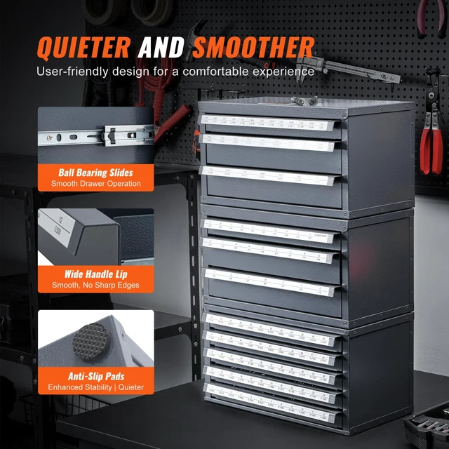 Alt view image 5 of 7 - Drill Bit Dispenser Cabinet, Five-Drawer Drill Bit Dispenser, 1/2" Reduced Shank Drill Bit Organizer Cabinet, Drill Dispenser Organizer Cabinet for Sizes 33/64" to 63/64" in 1/64" Increments