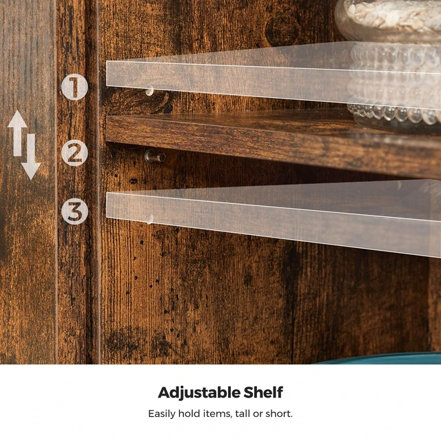 Alt view image 4 of 7 - Buffet Cabinet, Coffee Bar with 1 Sliding Barn Door | Sideboard Storage Cabinet, Adjustable Shelves, 11.8 x 27.6 x 31.5 Inches, Rustic Brown, DAXTON Collection ULSC089B01