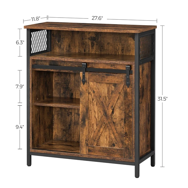 Alt view image 6 of 7 - Buffet Cabinet, Coffee Bar with 1 Sliding Barn Door | Sideboard Storage Cabinet, Adjustable Shelves, 11.8 x 27.6 x 31.5 Inches, Rustic Brown, DAXTON Collection ULSC089B01