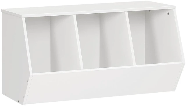 Main image of Toy Storage Cubby, Kids Bookshelf, Stackable 3-Bin Toy Storage Cabinet, Bookcase Footboard, Children's Toy Shelf, Hallway, White WT30CW01