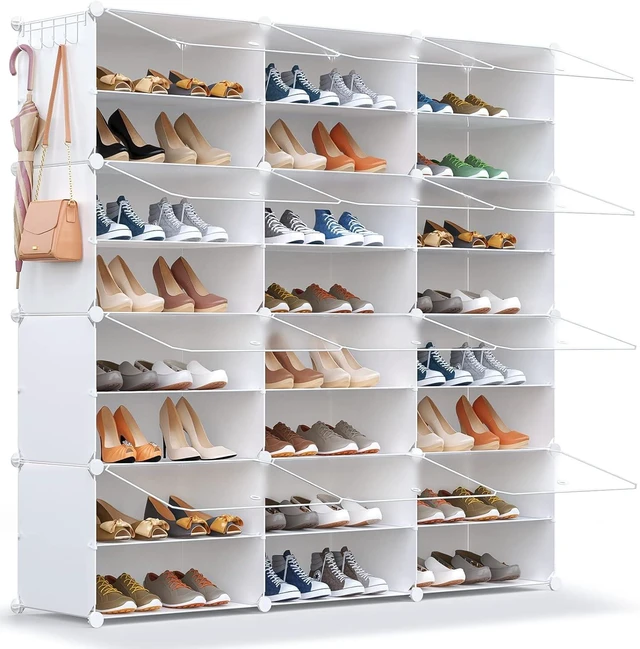Main image of Shoe Rack Organizer, 48 Pair Shoe Storage Cabinet with Door Expandable Plastic Shoe Shelves for Closet,Entryway,Hallway,Bedroom