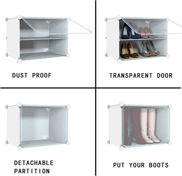 Alt view image 3 of 7 - Shoe Rack Organizer, 48 Pair Shoe Storage Cabinet with Door Expandable Plastic Shoe Shelves for Closet,Entryway,Hallway,Bedroom