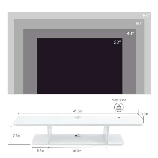 Alt view image 2 of 7 - Floating TV Stand, Wall Mounted Entertainment Center and Cabinet Shelf, TV Console with Storage, Media Console for DVD Player, Space-Saving Under TV Shelf for Bedroom, Living Room (White)